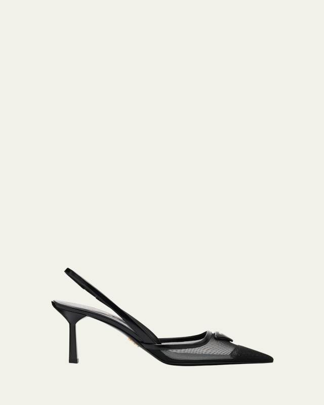 Rete Nylon Mesh Slingback Pumps